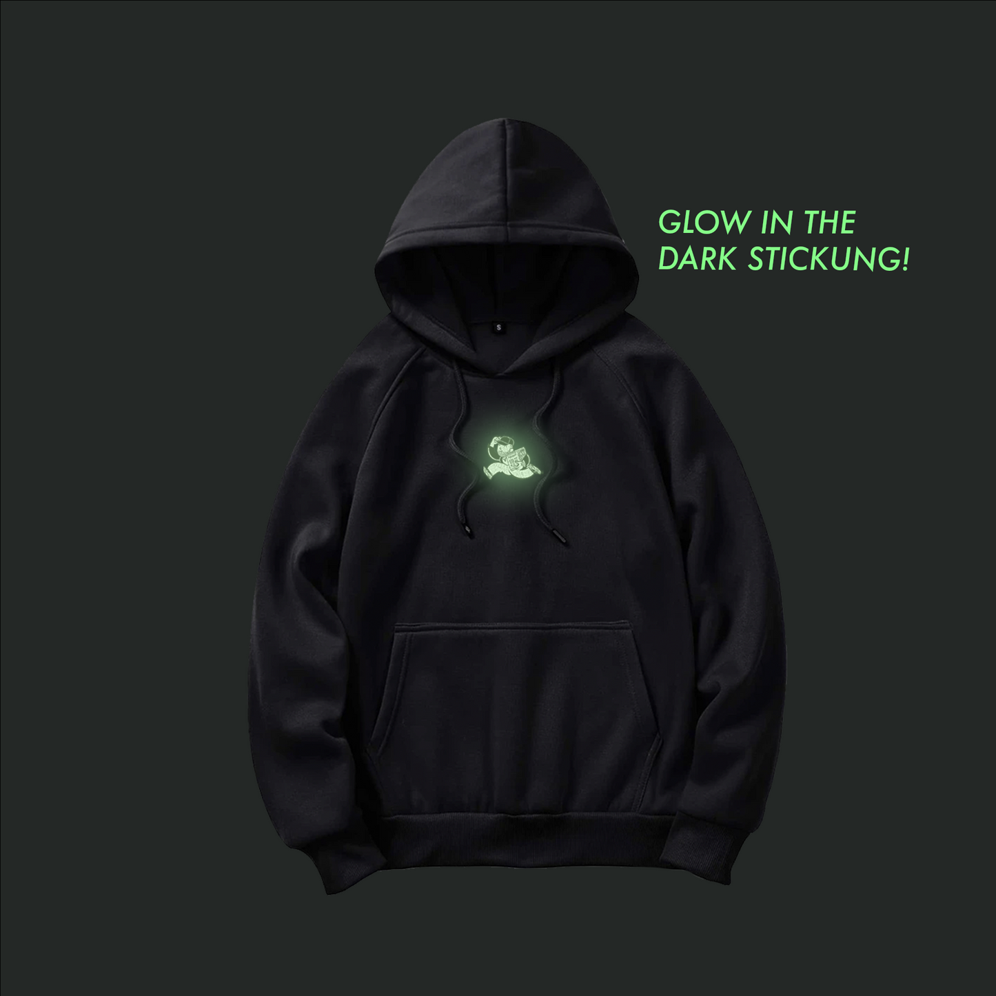 HOODIE GESTICKT - GLOW IN THE DARK